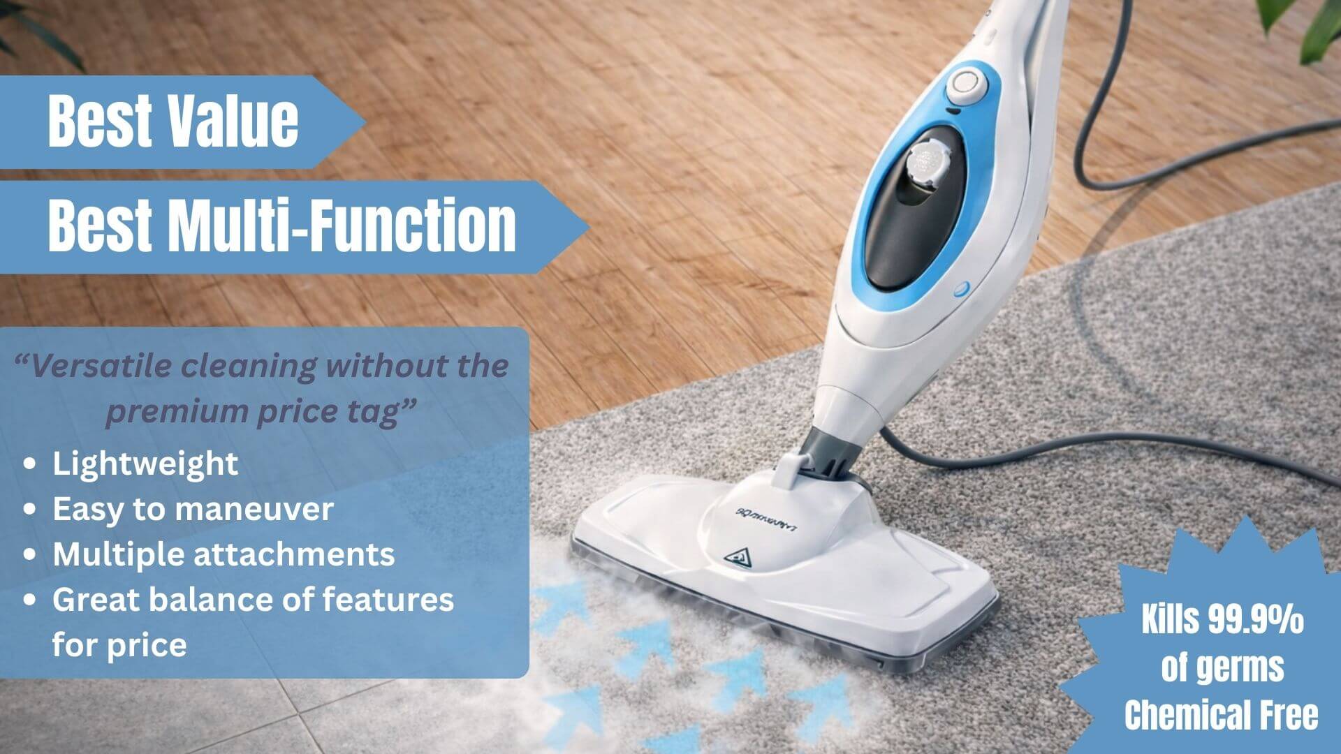 Best Value and Multi Function Steam Mop PurSteam 10‑in‑1 Steam Mop