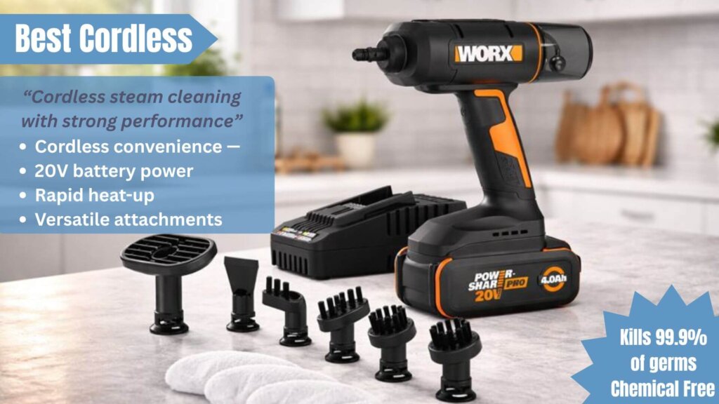 Worx 20V SteamStorm Best Cordless Steam Cleaner
