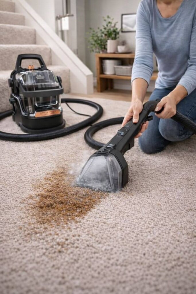 BISSELL Little Green HydroSteam portable carpet cleaner deep cleaning carpet fibers