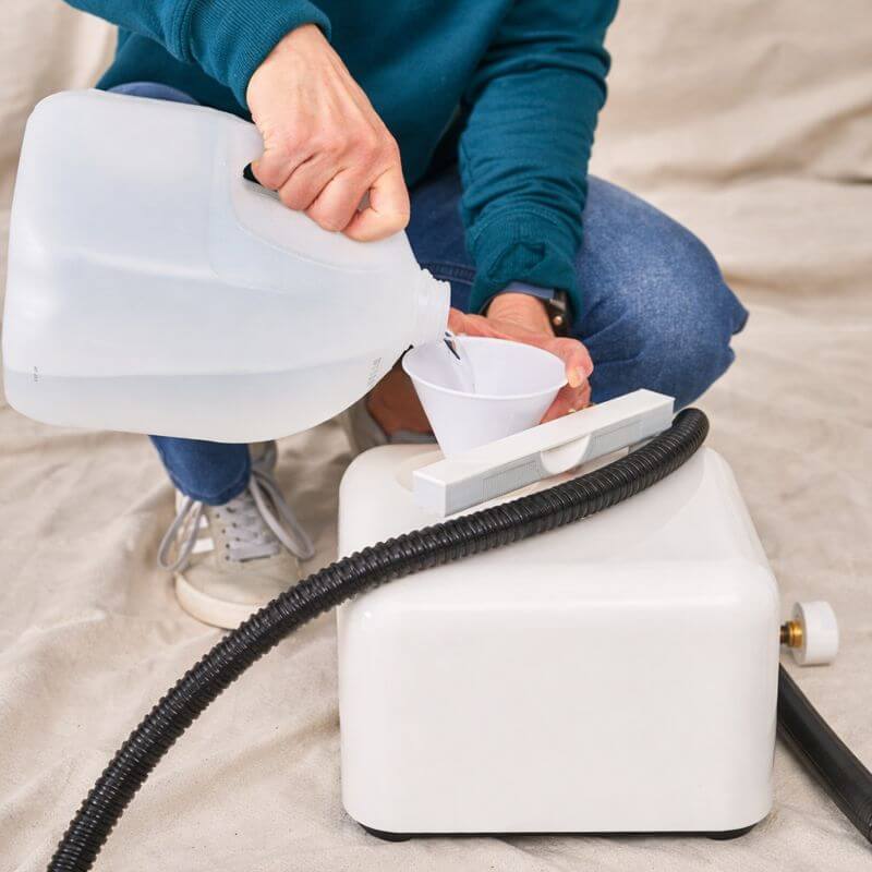 Integrated funnel on Dupray Neat steam cleaner for easy water filling
