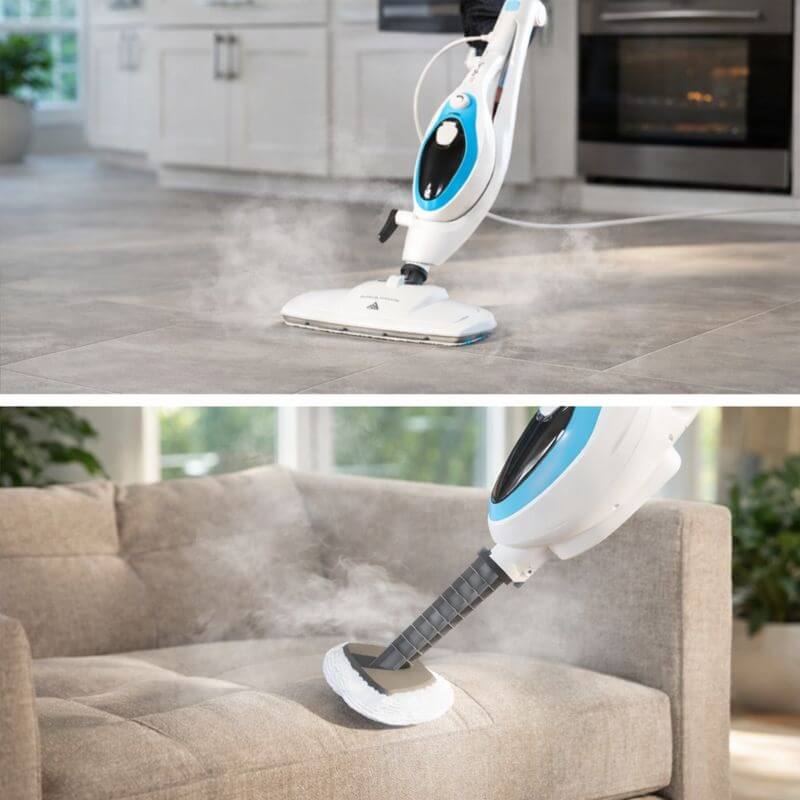 PurSteam 10-in-1 steam mop with detachable handheld steam cleaner