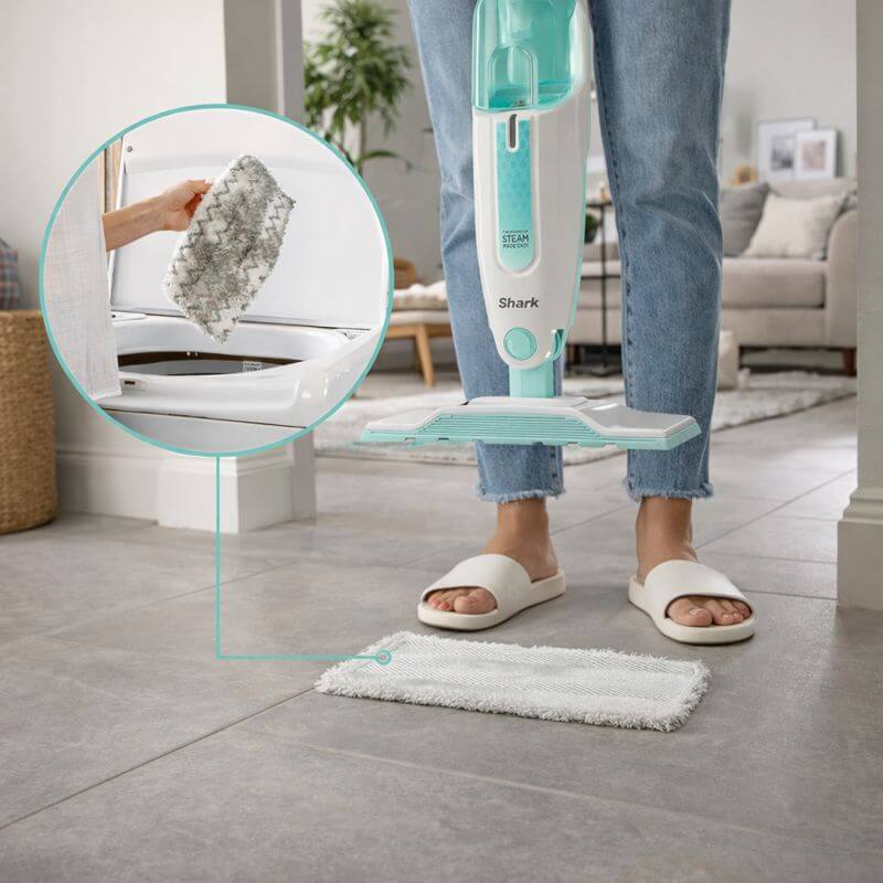 Reusable Shark Dirt Grip microfiber pad for hard floor cleaning