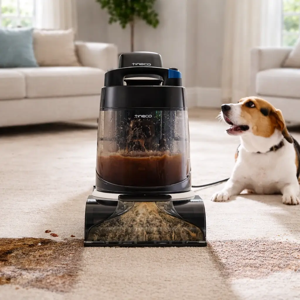 Tineco Carpet One Cruiser delivering 130W powerful suction for deep carpet cleaning.