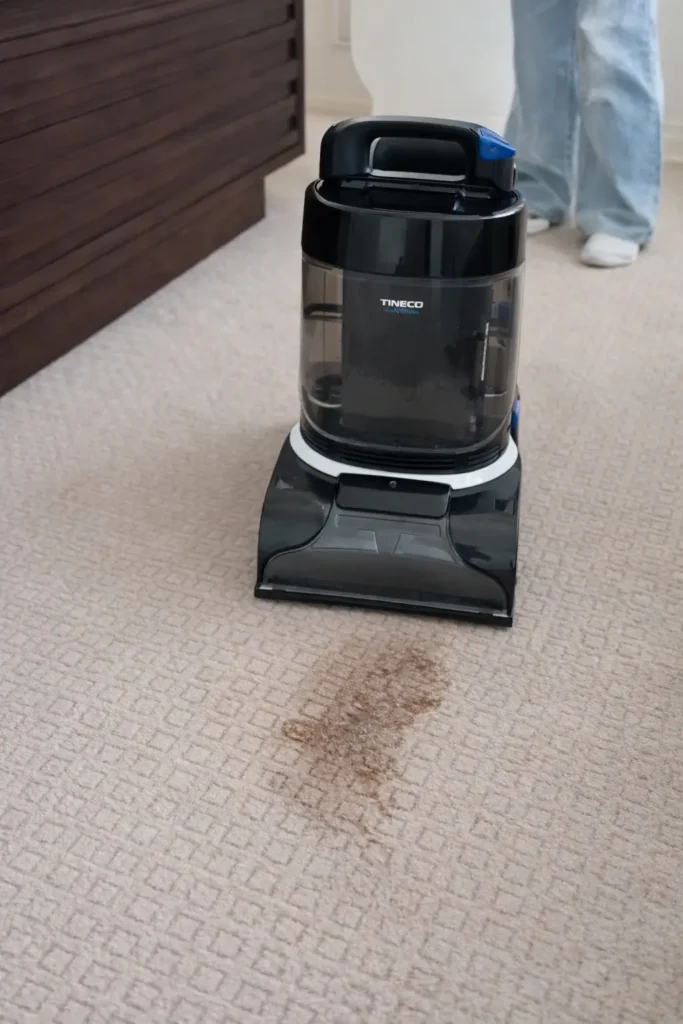 Carpet results after testing the Tineco Carpet One Cruiser with low moisture left behind